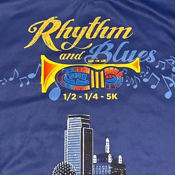 Rhythm and Blues - Dallas 5K Run - Finish Strong Men's Athletic Shirt - Sz XL - Picture 4 of 14